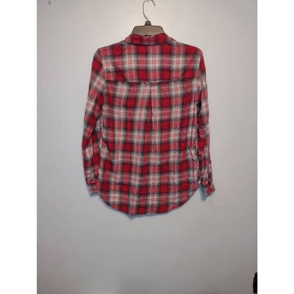 American Eagle Size S Boyfriend Fit Red Plaid Flannel - Picture 2 of 3
